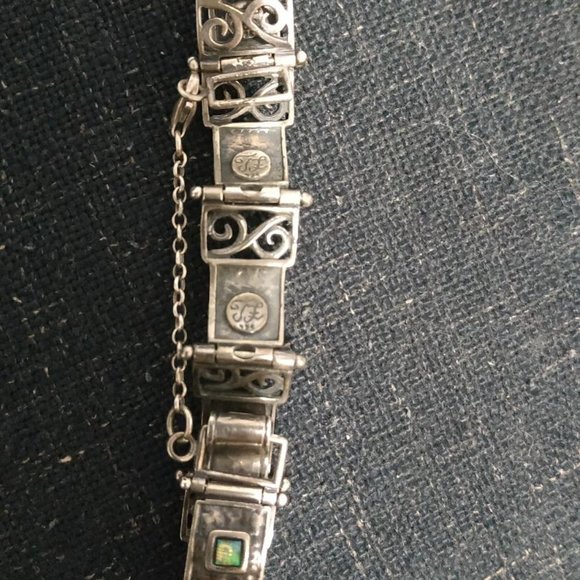 925 Sterling Silver Vintage Mediterranean bracelet with opalite. - Picture 3 of 5